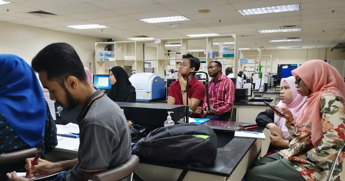 Participants seated at laboratory benches during the workshop