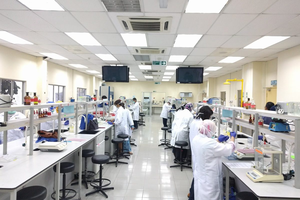 The laboratory, with participants at the benches