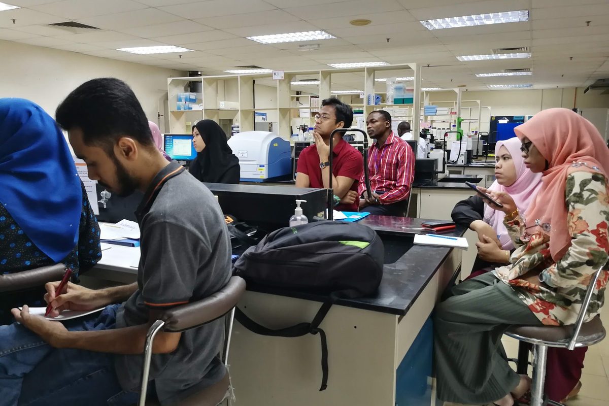 Participants seated at laboratory benches during the workshop