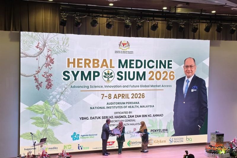 The Herbal Medicine Symposium 2026 stage at Auditorium Perdana, National Institutes of Health, Malaysia