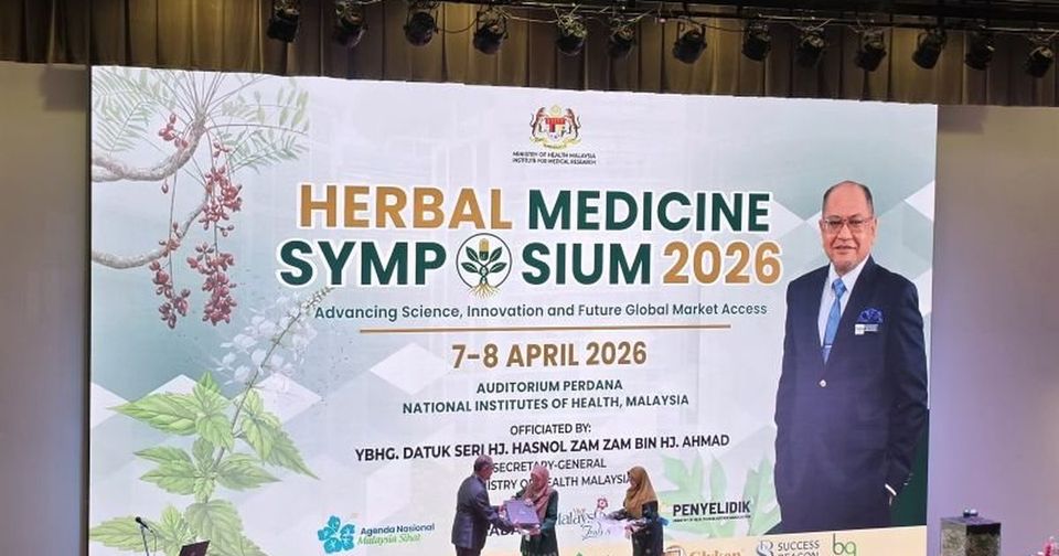 The Herbal Medicine Symposium 2026 stage at Auditorium Perdana, National Institutes of Health, Malaysia